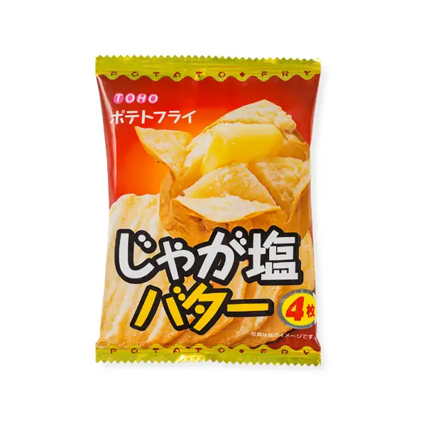 Toho Potato Fry Jaga Shio Butter packet with red and yellow packaging showing buttery potato slices